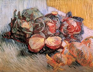 紅色のキャベツと玉ねぎの静物画 — フィンセント・ファン・ゴッホ