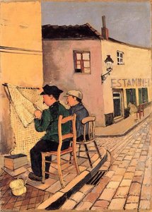 Men Mending Nets In A Street In Ostend — Felix Nussbaum