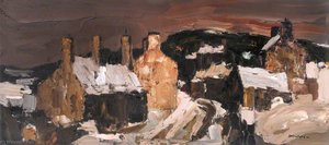 Village Scene In Beige And Black — Donald Mcintyre