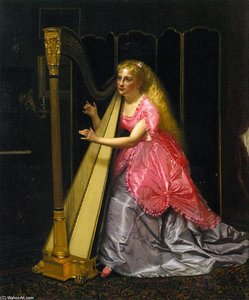 The Harpist — John George Brown