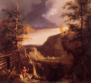 Daniel Boone Seduto Alla Porta Della Sua Capanna Sul Great Osage Lake, Kentucky — Thomas Cole