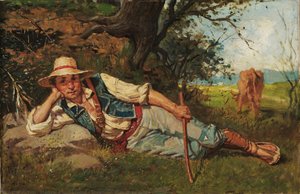 Shepherd Of Oxen Resting — Manuel Amell I Jordà