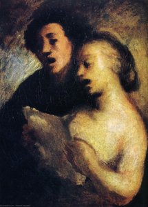 Couple De Chanteurs, Huile Sur Toile Couples Singers, Oils On Fabric — Honoré Daumier