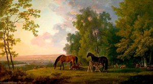 Landscape With Mares, Foals And Deer — George Barret The Elder