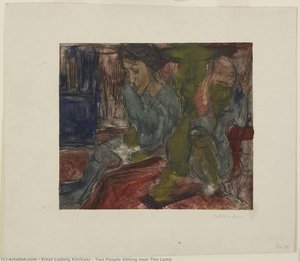 Two People Sitting Near The Lamp — Ernst Ludwig Kirchner