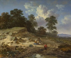 A Track By A Dune, With Peasants And A Horseman — Jan Jansz Wijnants