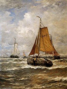 Incoming Ships Sun — Hendrik Willem Mesdag