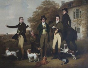 A Shooting Party Of Captain William Lukin (1768–1833), And His Brothers At Felbrigg Parsonage — William Redmore Bigg