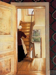 Interior With Staircase Sun — Hendrik Willem Mesdag