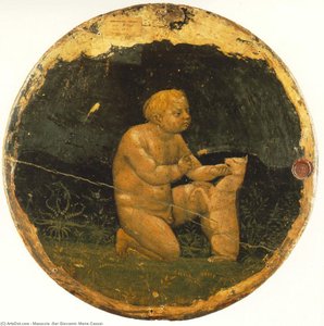 Putto And A Small Dog (back Side Of The Berlin Tondo) — Masaccio