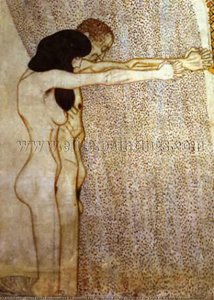 Beethoven Freskosu Mutluluğa Duyulan Özlem, Zayıf İnsanlığın Çilesinden Bir Çift — Gustav Klimt