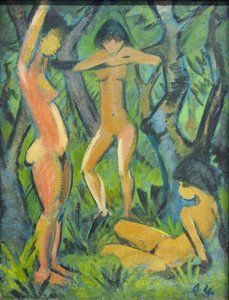 Three Nudes In The Forest — Otto Mueller