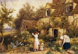 At The Cottage Door — Myles Birket Foster