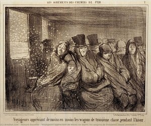 Voyogeurs Appreciant De Moins En Moins Les Wagons De Troisieme Classe Pendant L — Honoré Daumier