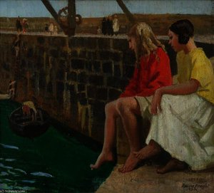 Two Girls By A Jetty — Dame Laura Knight