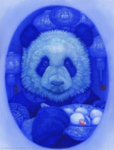 Blue-and-white Porcelain • Eating Sweet Dumplings — Xie Ganghua