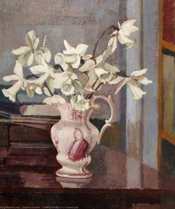 White Daffodils In A Ceramic Jug — Angelica Garnett