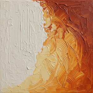 Erosie Van Licht: Een Monumentale Studie In Oker En Sculpturale Witte Impasto