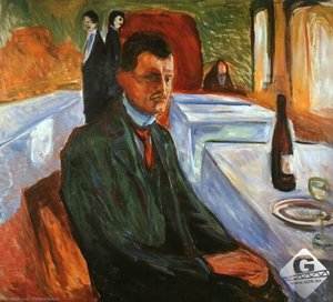 Autoportret Cu Sticlă De Vin — Edvard Munch