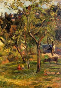 Otroci Na Pašniku (znan Tudi Kot Sadovnik Pod Cerkvijo Bihorel) — Eugène Henri Paul Gauguin