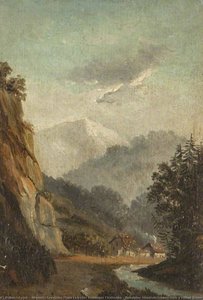 Subalpine Mountain Scenery With A Village Below — Henrietta Georgiana Maria Lascelles Iremonger Chatterton