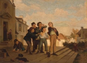 Boys Quarrelling On The Steps Of A Church, — Andre Henri Dargelas