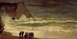 Uroligt Hav Ved Etretat — Claude Monet
