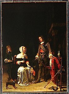 Un Militaire Recevant Une Jeune Femme — Gabriel Metsu