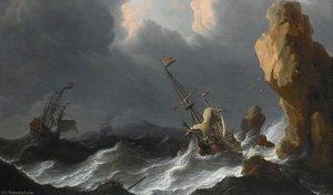 A Shipwreck In A Heavy Storm Along A Rocky Coast — Aernout Smit