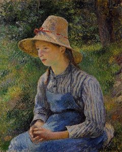 Joven Campesina Con Sombrero — Camille Pissarro