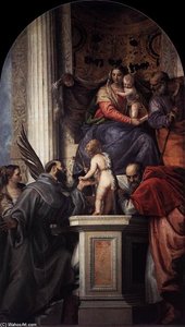 Enthroned Madonna and Child, with the Infant St John the Baptist and Saints