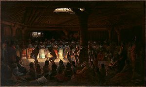 Dance In A Subterranean Roundhouse At Clear Lake, California — Jules Tavernier