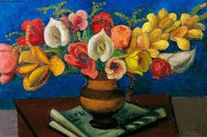 Flowers In A Brown Vase — Mark Gertler