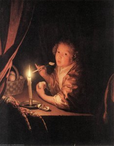 Girl Eating An Apple — Godfried Schalcken