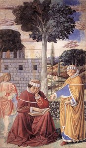 St Augustine Reading The Epistle Of St Paul (scene 10, East Wall) — Benozzo Gozzoli