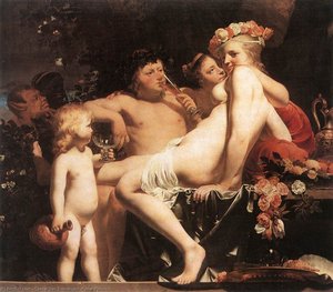 Bacchus With Two Nymphs And Cupid — Caesar Van Everdingen (cesar Pietersz)