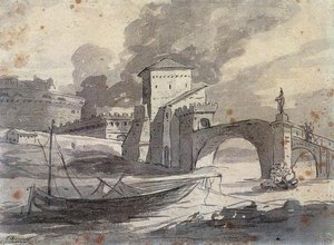 Vue Du Tibre Et Du Castel Sant'angelo — Jacques-louis David