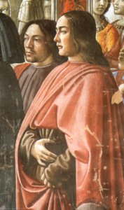 Domenico Ghirlandaio, Self-portrait (left) With Sebastiano Mainardi (right) Tornabuoni Chapel, Announcement To Zaccaria, Detail — Sebastiano Mainardi