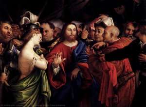Christ And The Woman Taken In Adultery — Lorenzo Lotto