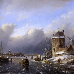 Winter Landscape 2 Sun — Andreas Schelfhout