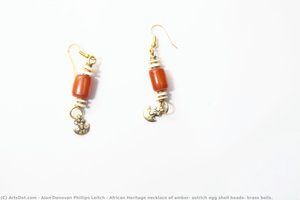African Heritage Necklace Of Amber, Ostrich Egg Shell Beads, Brass Bells. — Alan Donovan Phillips Leitch