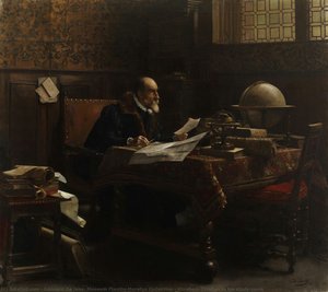 Abraham Ortelius In His Study Room — Edouard De Jans, Museum Plantin-moretus Collection