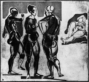 Female Figures. Etching — Aleksandr Deyneka