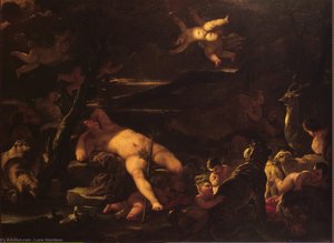 Ung Bacchus Som Sover — Luca Giordano