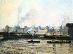 Il Ponte Saint-sever A Rouen, Nebbia — Camille Pissarro