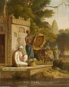 Puja Performed At A Temple Of Shiva — Thomas And William Daniell