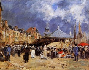Market At Trouville — Eugène Louis Boudin