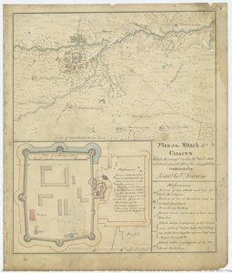 Title (original): Plan Of The Attack Of Chakun Which Surrendd. On The 26th Feby 1818 To A Detacht. From The 1st Division Of The Army Of The Deckan Commanded By Lieutt. Coll. Deacon. — Lieutenant Colonel Valentine Blacker
