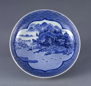 Dish Of Nabeshima Style With Landscape Decoration — Arita Ware, Nabeshima Style