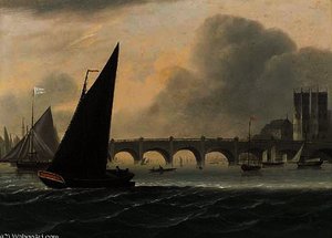 Shipping On The Thames Before Westminster Bridge; And Lambeth Palace — Daniel Turner